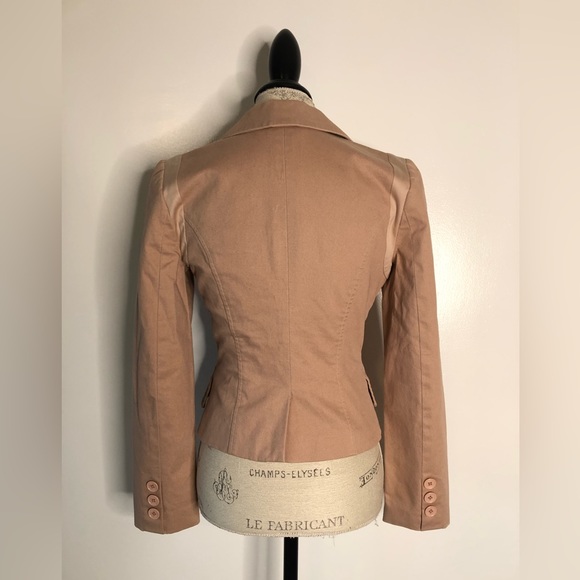 Y2K Bebe Khaki Cropped One Button Blazer Small - Picture 5 of 10